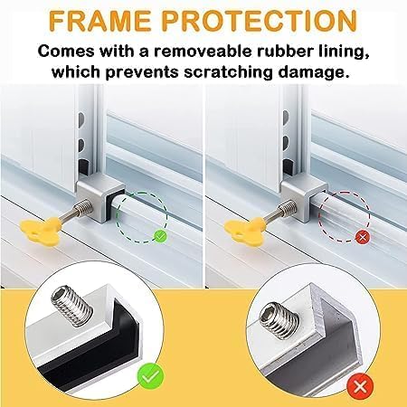 Ncry Window Locks Sliding Security Windows Locks with Key, Window Security Bars for Vertical&Horizontal Slide Door,Adjustable Security Locks for Child Home Bedroom and Office (2 PCS Lock) 1