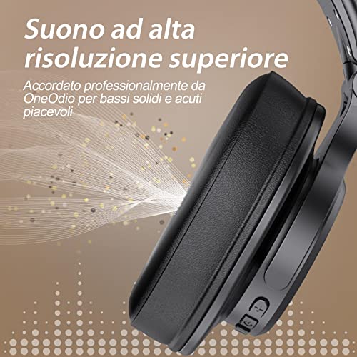 OneOdio A70 Cuffie Bluetooth Over Ear, Cuffie Cablate e Wireless Stereo con Microfono, 72 Ore di Riproduzione, CVC 8.0, Jack 3,5 mm e 6,35 mm, Pieghevole, Cuffie per DJ, Chitarra, Cellulare, PC, Nero - Image 7