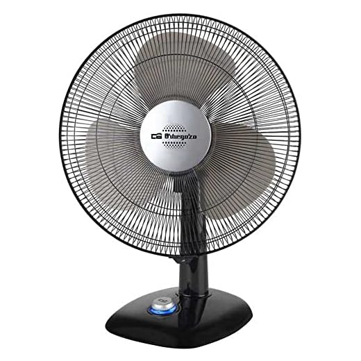 Orbegozo TF 0124 - Ventilador de sobremesa, oscilante, diámetro hélice 20 cm, asa, 22 W, piloto luminoso LED, 2 velocidades, negro