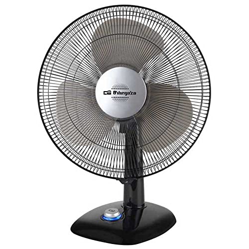 Orbegozo TF 0124 - Ventilador de sobremesa, oscilante, diámetro hélice 20 cm, asa, 22 W, piloto luminoso LED, 2 velocidades, negro