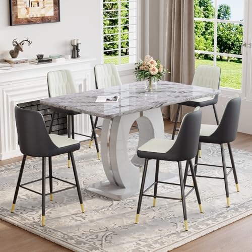 Image of 27'' Counter Height Bar Stools Set of 4 - Kitchen Island Stools with Back,Leather Barstools with Sturdy Metal Legs,Modern Counter Height Stools Ideal for Kitchen Island Pub Cafe