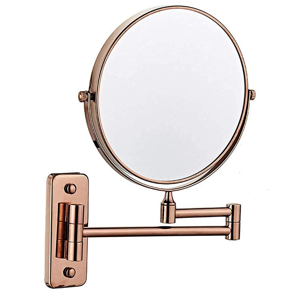 Miroir de Maquillage Mural Rose Gold JCAKES avec Grossissement 3X et Rallonge Pliable