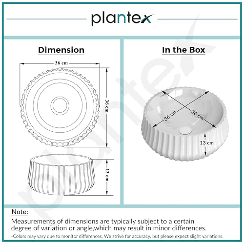 Image of Plantex Ceramic Basin /Countertop Vessel Sink /Tabletop Wash Basin /Washbasin for Bathroom with 10 Years Glaze Warranty by Plantex (White Glossy - 14 x 14 x 5 Inch)