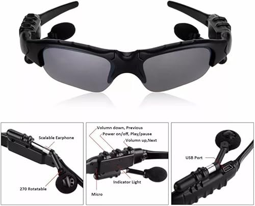 Miniatura 4 de Gafas de sol deportivas inteligentes con protección UV y Bluetooth inalámbrico para auriculares manos libres