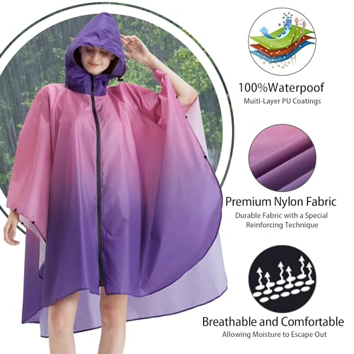 Image of salamra Rain Poncho Jacket - Hooded Waterproof Raincoat with Pocket for Women Men Adults