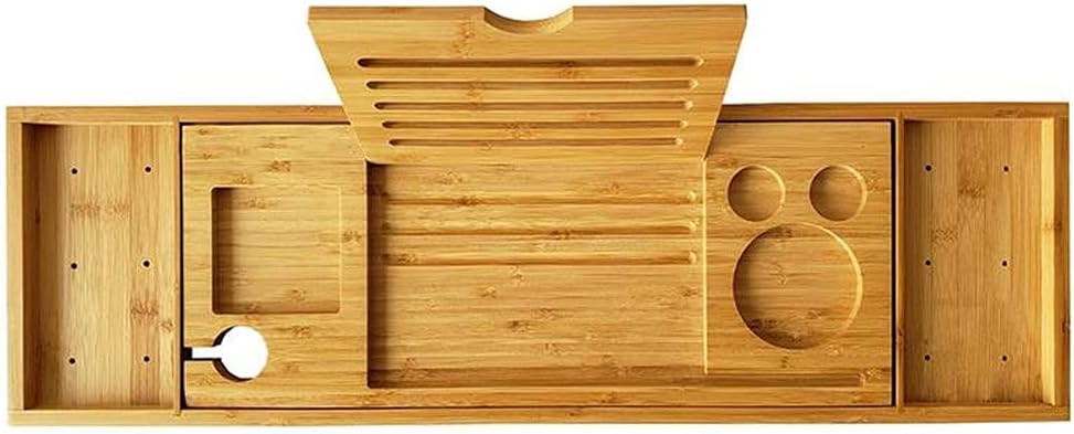 Household Bathtub Storage Shelf Light with Feet Telescopic Bath Towel Rack Flat Partition Mobile Phone Tray Multi Function