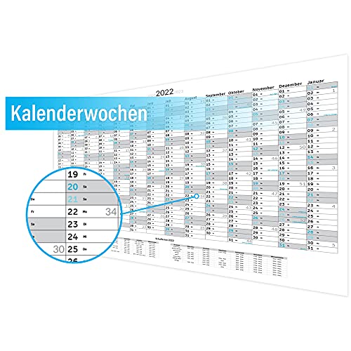 Etoni Wandkalender, jaarplanner 2022, XXL, 100 x 70 cm, gevouwen, in posterformaat, Duitse versie Liggend formaat… - Image 6