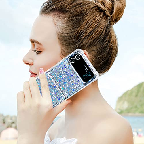 Ceokok For Samsung Galaxy Z Flip 4 Glitter Case Cute Clear With Design Bling Shiny Reflective Silver Sparkle Protective Aesthetic Phone Cover For Women Girls Kawaii Sturdy For Z Flip 4 (Silver Sequin) #TOP4