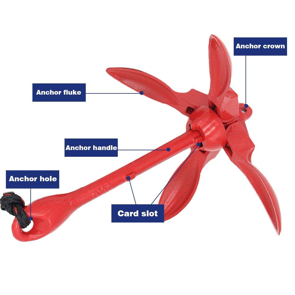 Grapnel Anchor Kit,Boot Anker Faltbar Aluminium Anker Kit,Faltbar Anker Fischen Zubehör,mit Seil,für Kajak Kanu Boot Marine Segelboot Wasserfahrzeug.