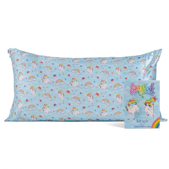 Kitsch x Lisa Frank Satin Pillowcase with Zipper for Hair & Skin, Softer Than Silk Pillow Cases, Wrinkle-Free, Smooth and Cooling Satin Pillow Covers, King Size (19x36) - MarkieTM — image 1