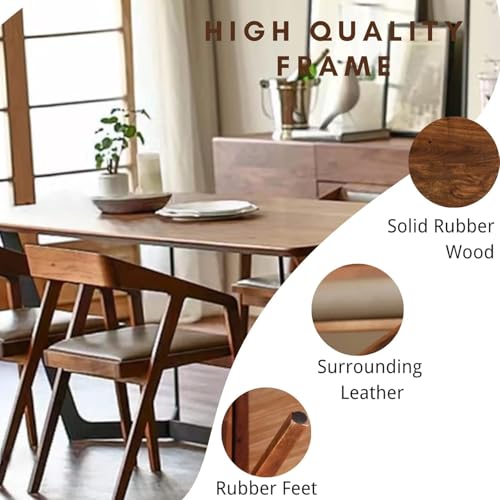 Image of Solid Sheesham Wood Cafe Arm Chair, Walnut + Chocolate Upholstered Seat, Modern Wooden Accent Chair, Set of 2