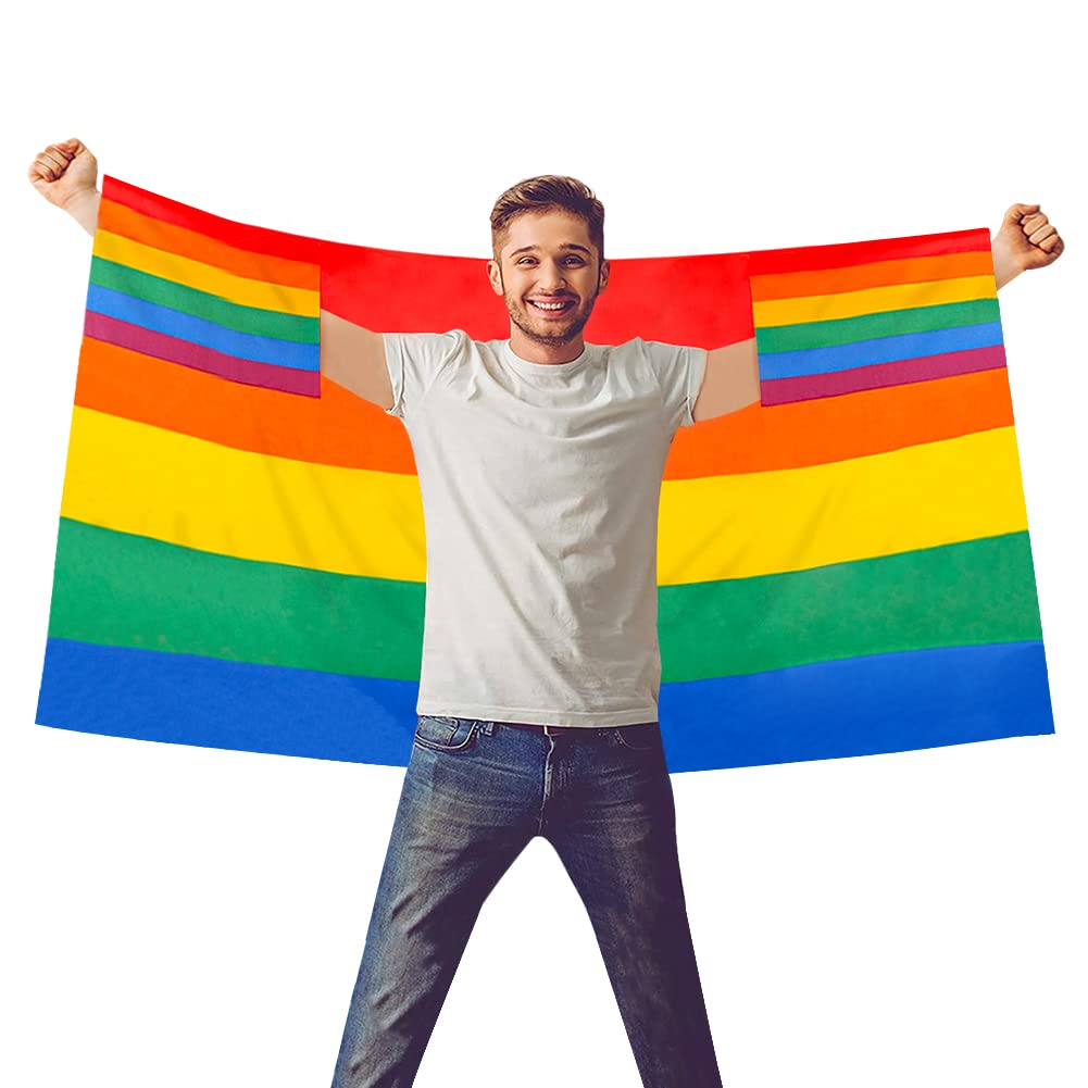 Wearable Rainbow Gay Pride Flag LGBT Large Flag Adults Wearable Rainbow Flag Shawl Cape Fancy