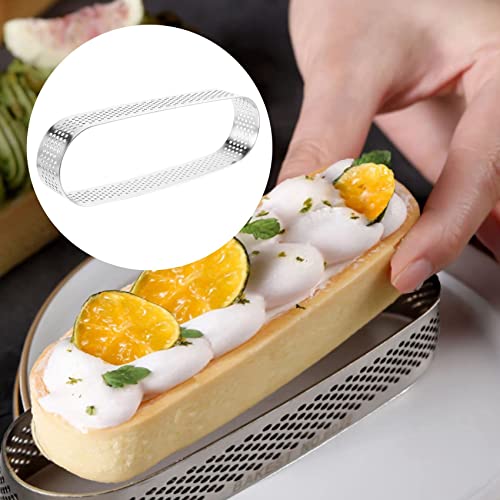 Yothfly 15Pcs Oval Tartlet Molds Perforated Tart Molds For Baking Stainless Steel Round Form Ring For Tart Mousse Pies Quiche, Silver #TOP5