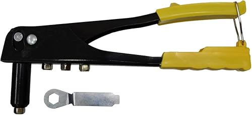 PT Auto Warehouse 90004 - Juego de pistola remachadora pop remachadora ciega Kit de herramientas manuales Reparación de canalones de servicio pesado