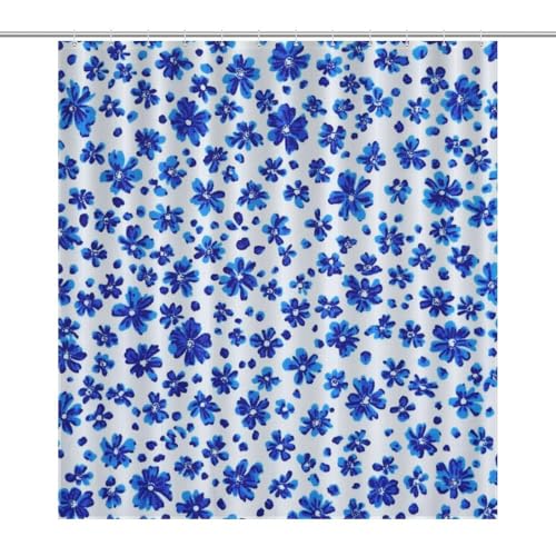 Rideau de douche rustique anti éclaboussures bleu lavable 183cm