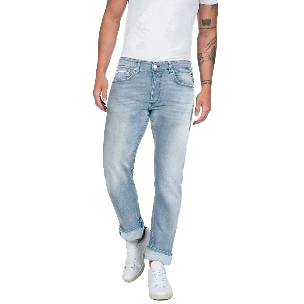 Replay Herren Jeans Grover Straight-Fit Bio, Light Blue 010-1 (Blau), 29W / 34L