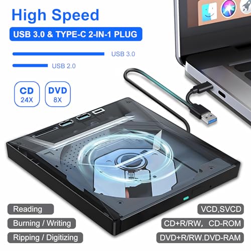 Lecteur CD/DVD externe USB 3.0 transfert haute vitesse - 6