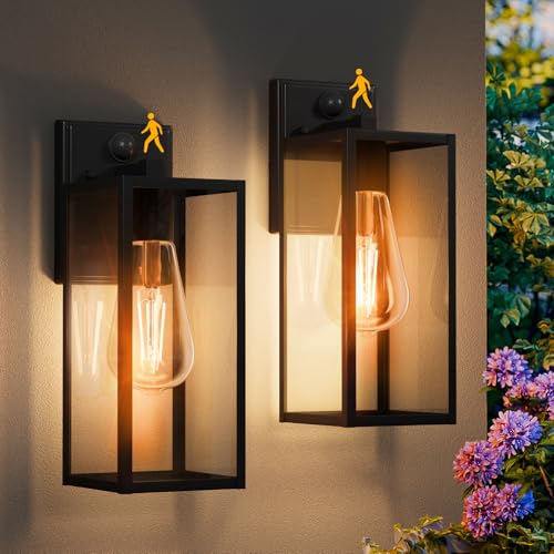 15'' Black Motion Sensor Outdoor Front Porch Lights for Outside,