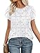 OFEEFAN Blouses for Women Dressy Casual Boho Short Sleeve Shirts Crochet Lace Spring Fashion Summer Outfits Travel Vacation Business Work Clothes White XL