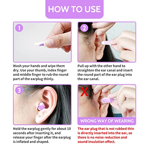 Lysian Ultra Soft Foam Ear Plugs Sleeping-Noise Cancelling Earplugs 38Db Snr - Sleep Ear Plugs Noise Reduction For Snoring, Mowing, Shooting Sound Block, Purple/White #TOP4