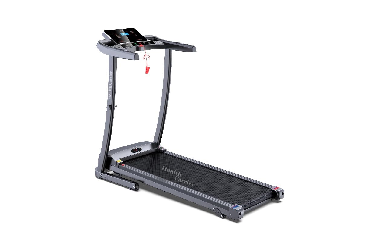 HEALTH CARRIER Motorized Treadmill | 2.0 HP Motor Power | 3-Step Manual Incline | Max Speed 12Km/h | Large Running Area | Heart Rate | Treadmill For Gym & Home Use | HC-T510