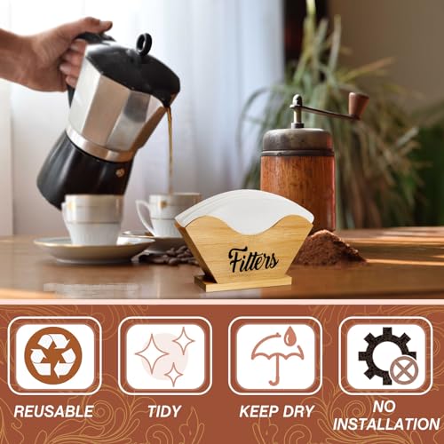 Support de filtre à café rustique en bois pour rangement et organisation de cuisine - 7