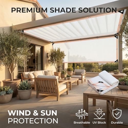 Bâche coupe-vent en maille avec œillets protection UV blanc - 3