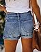 Angerella Denim Shorts for Women Fashion Summer Mid Waisted Shorts Women Jeans Stretchy Blue XL