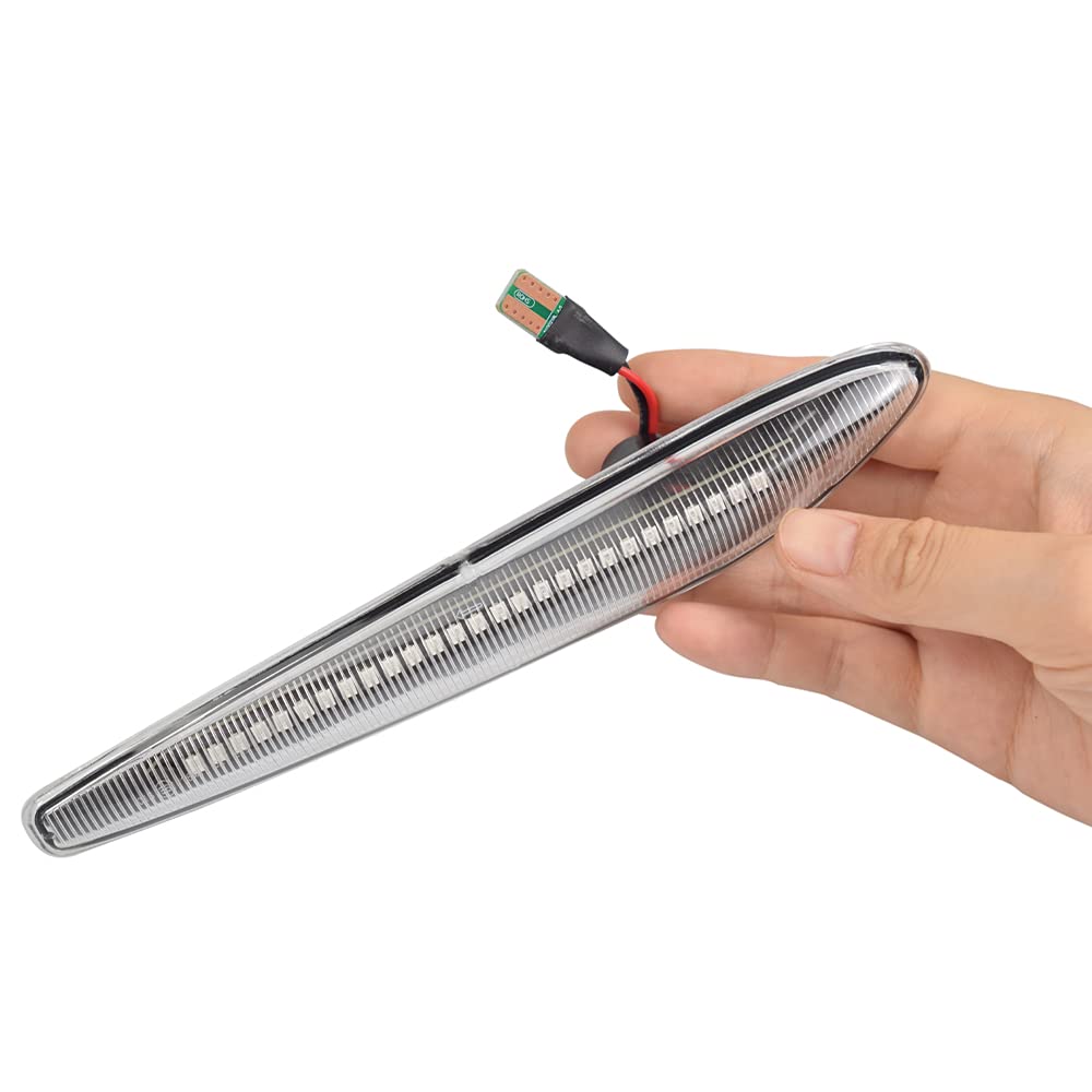 2 pz Dinamico Segnale di Girata Luce LED Lato Ala Retrovisore compatible avec A-lfa Romeo 159/159 Sportwagon/Boera/Spider typ 939 (Trasparente)