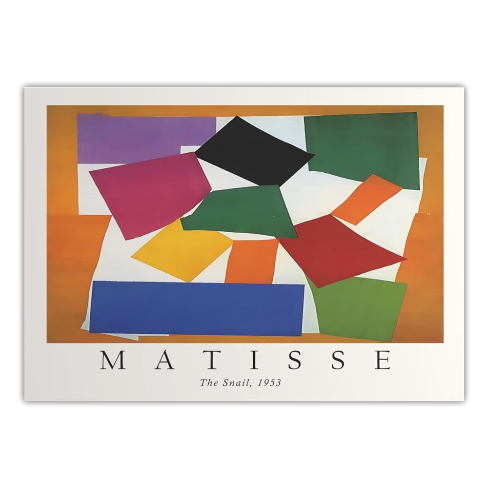 Rikin Liuff Henri Matisse Retro Wall Art Henri Matisse The Snail Poster and Prints Abstract Canvas Painting for Bedroom Wall Picture Decor 40x55cm Frameless