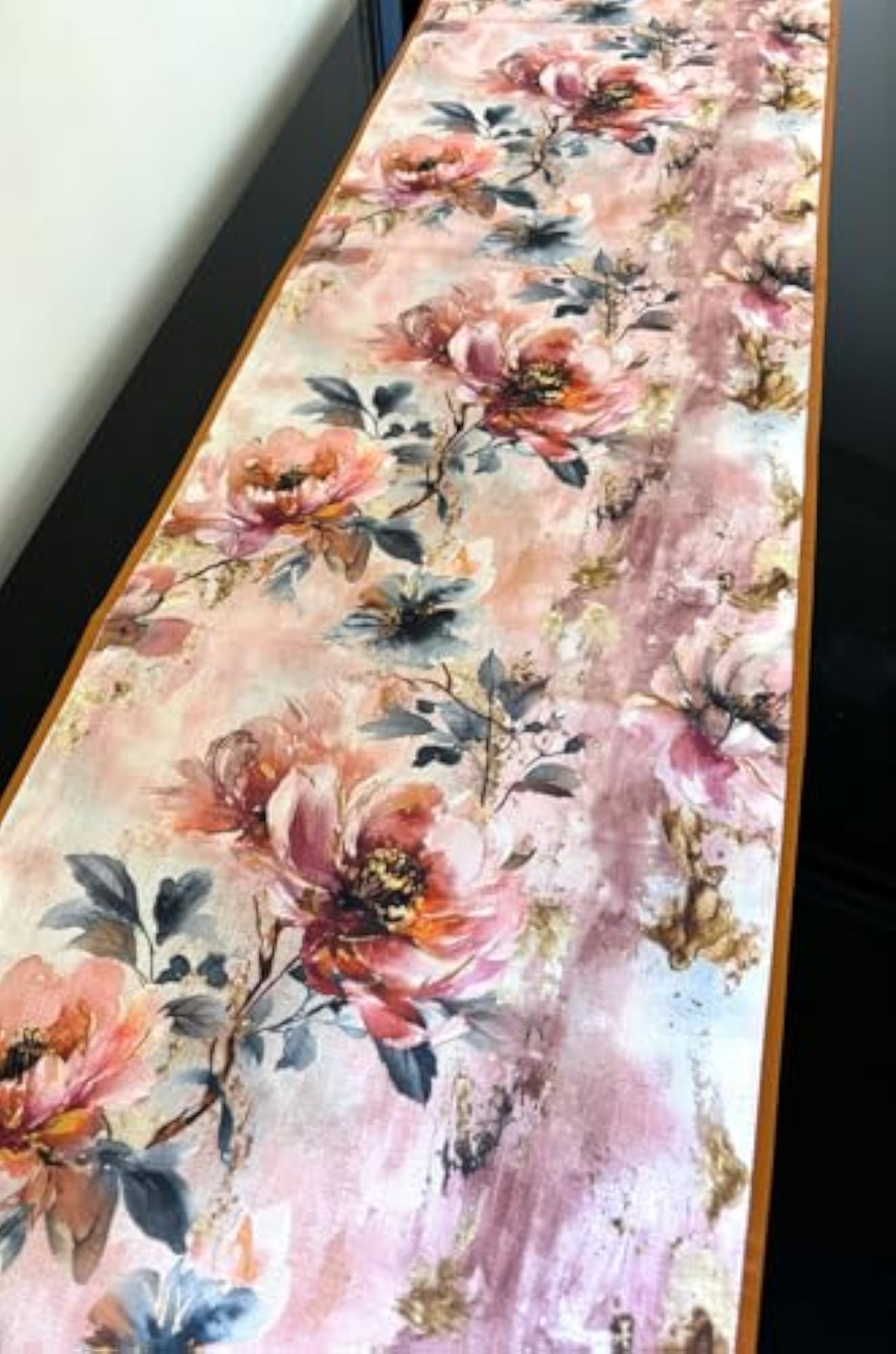 Floral Printed Silk Table Runner