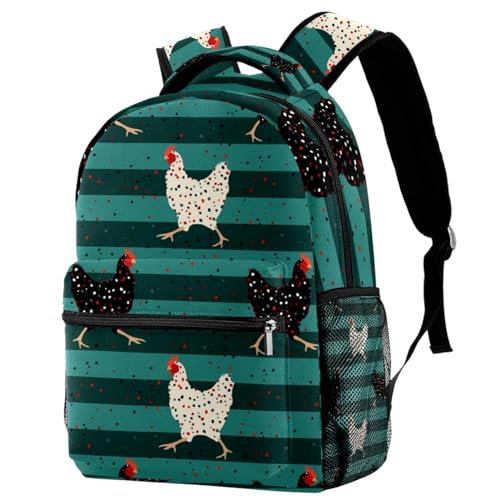 Sac à dos d'école poules multicolores, cadeau original filles et adolescents