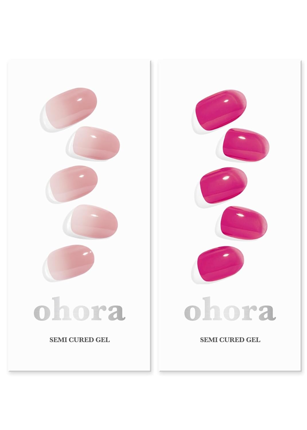 ohora Semi Cured Gel Nail Set of 2 (N Milk Rose & N Tint Reddish) - Professional Salon-Quality Nail Care