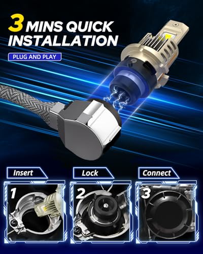 Image of AUTOONE D2S Led Bulbs, 70000LM 6000K Cool White, 1400% Brightness, D2R Lamps Replacement for Cars, Plug and Play (Pack of 2)