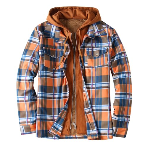Chaqueta Hombre Entretiempo - Chaqueta Informal Masculina de Cuadros con Capucha y diseño Holgado para Temporada otoño Invierno