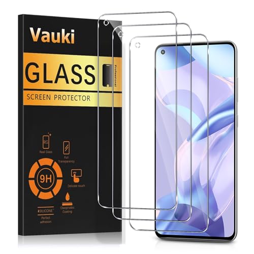 Vauki 3 Piezas Protector Pantalla para Xiaomi Mi 11 Lite 4G / 5G / NE 6,55',Cristal Templado, Dureza 9H, Ultra Transparente, Anti Arañazos, Sin Burbujas,Ultra Resistente,Clear