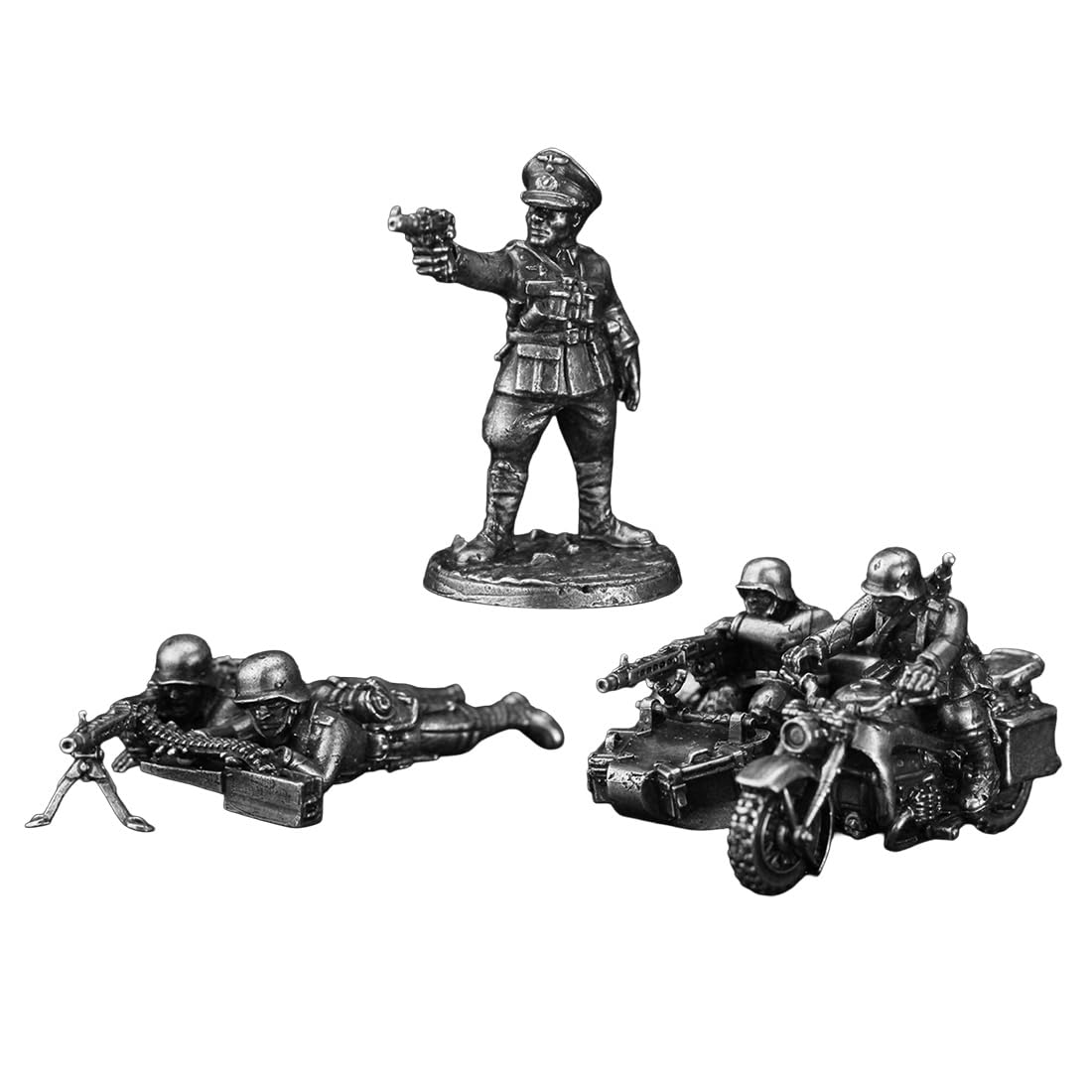 Figura de soldado de metal de la Segunda Guerra Mundial, modelo militar (3 unidades)