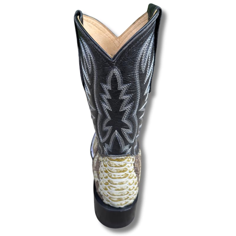 Image of Men's Alex Exotic Caiman Python Western Cowboy Boots Square Toe Pull On Tall Shaft bota de vaquero para hombre