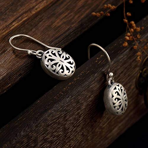 Boucles d'oreilles argent sterling S990 style chinois fleur creuse - 4