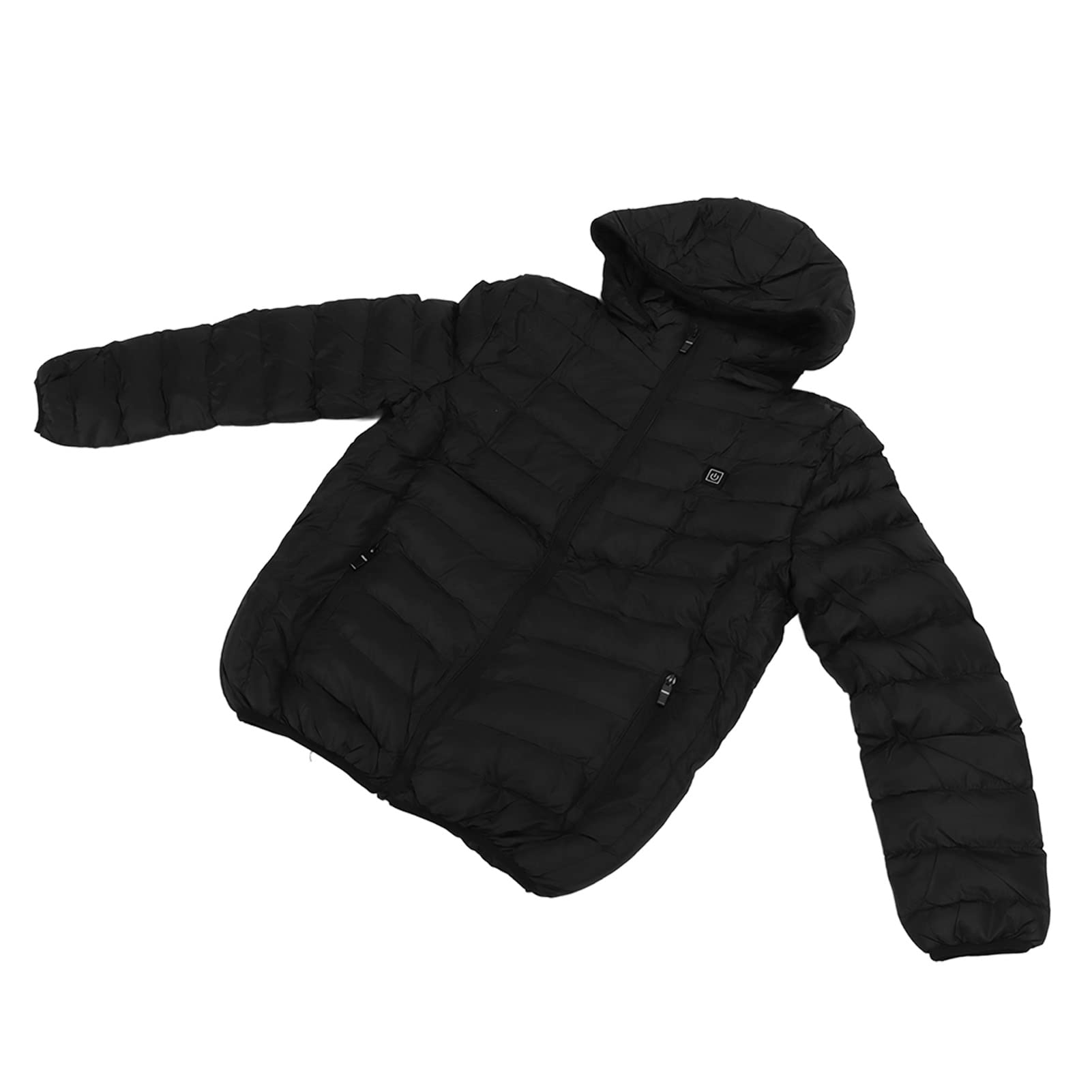 Abrigo de Calefacción Eléctrica Chaqueta Térmica Inteligente Termostático Negro con Capucha para Hombres y Mujeres