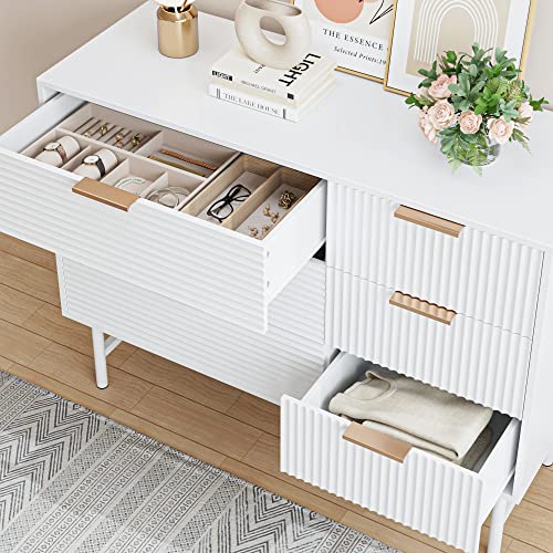 Facbotall White Dresser For Bedroom, 6 Drawer Double Dresser With Deep Drawers And Metal Handles, Wood Dressers With Firm Legs, Storage Chest Of Drawers For Living Room #TOP6