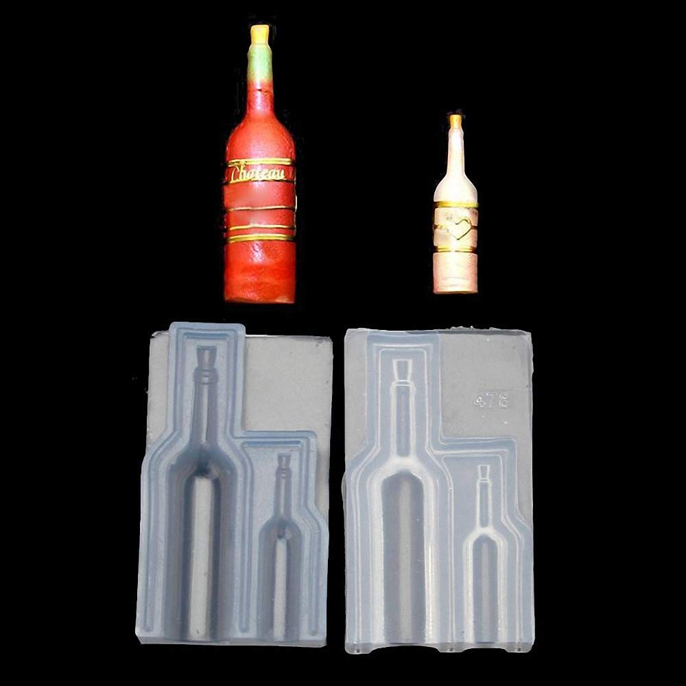 ResinPro Small 3D Wine Bottle Silicone Resin Mold Glass Bottle Silicone Mold for Necklace Pendant Epoxy Resin Casting Jewelry Making Tool Chocolate Fondant Mold Cake Decorating Tool-image-26