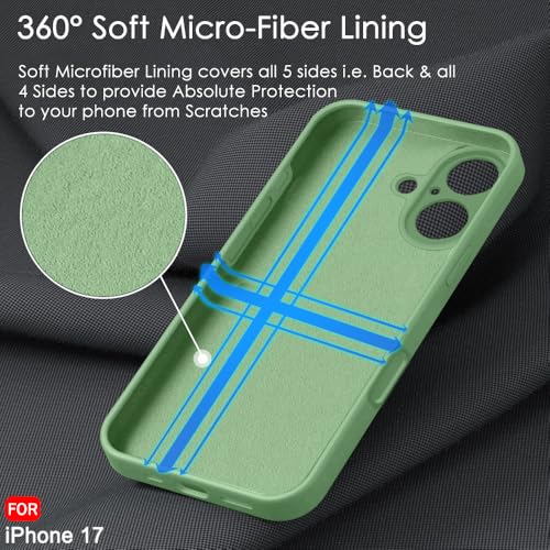 Image of TheGiftKart Liquid Silicone Back Cover Case for iPhone 17 | Soft Micro-Fibre Lining Inside | Camera & Screen Protection | Shockproof Back Cover Case for iPhone 17 (Silicone, Green)