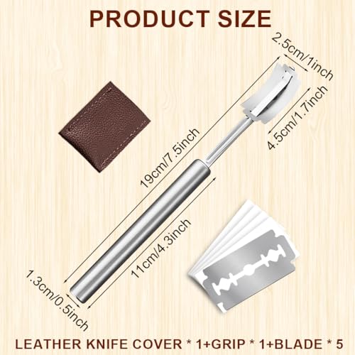 Image of Supvox Stainless Steel Bread Lame, 7.4 inch Dough Scoring Tool with 5 Replaceable Razors and PU Blade Sheath for Artisan Bread Baking