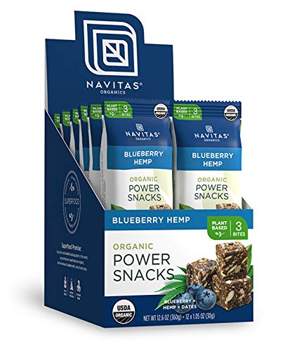 Navitas Organics, Superfood Power Snacks 12x1.05 oz. Packet Servings  Organic NonGMO GlutenFree Vegan, Blueberry Hemp, 12.6 Ounce