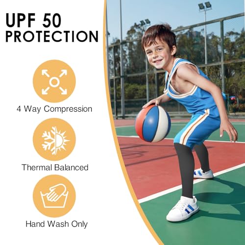 2 Pairs Leg Sleeves for Kids, Long Compression Basketball Leg Sleeve for Youth Boy Girl3