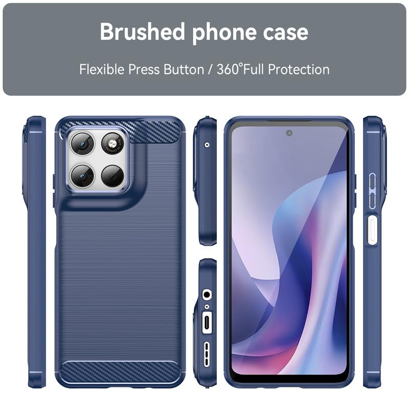 Image of Hybrid Carbon Fiber Back Case for Moto G67 Power 5G / G57 Power 5G (Blue)