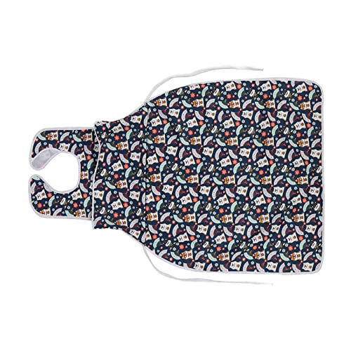 Adult Bib Protector, Washable Watertight Cartoon Pattern Long Clothing Protectors for Elderly Seniors Eating (Dog Pattern)