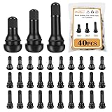 zDwfDc 40PCS Tire Valve Stems TR412-414 Tubeless Valve Stem Rubber Snap Valve Stem Black Standard Length...