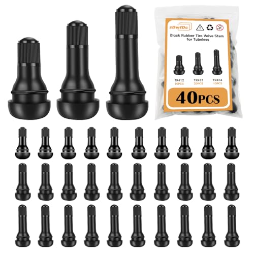 zDwfDc 40PCS Tire Valve Stems TR412-414 Tubeless Valve Stem Rubber Snap Valve Stem Black Standard Length Replacement for Tubeless Rim Holes for Automotive Tires for Standard Vehicle Tires DD008-40